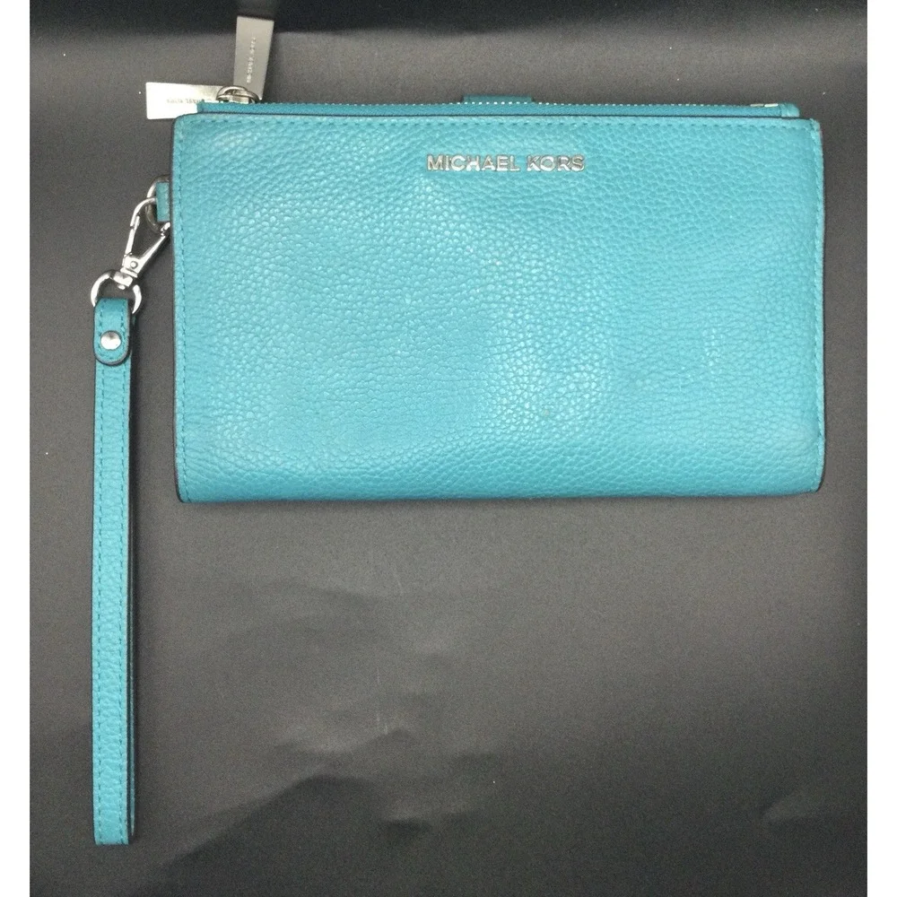 Michael Korsl Double Zip Wristlet blue